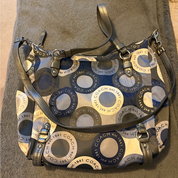 Coach F17582 Alexandra Blue Sateen Snaphead Print 3 Way Shoulder Bag. - Picture 8 of 9